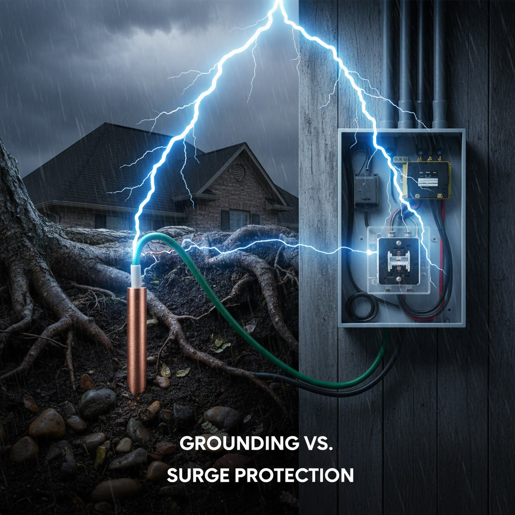 Complete grounding electrode system with ground rods and bonding connections