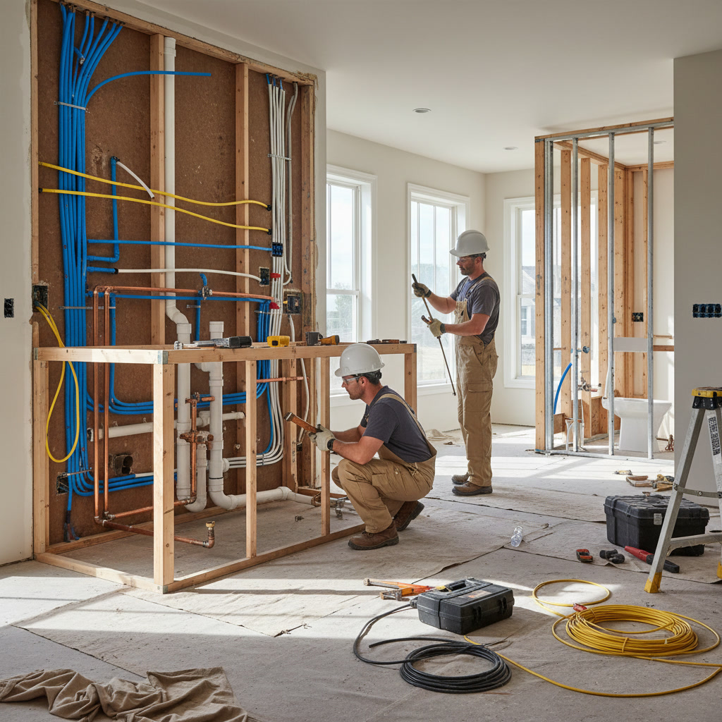 Professional dual-trade electrical and plumbing installation in Nashville home